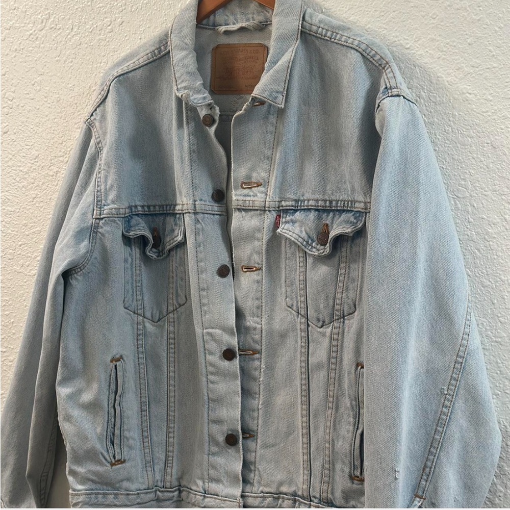 Levi's Classic Light Blue Denim Distressed Jacket